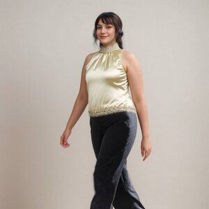 Women's Serenade Sleeveless Satin Turtleneck Sz 1X